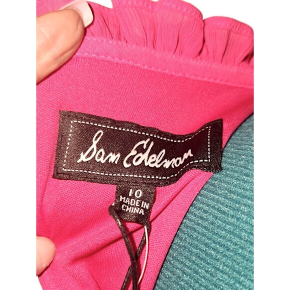 Sam Edelman Women NEW Satin Sleeveless MIDI Glam Mobwife Dress Fushia Pink SZ 10 - Picture 3 of 8
